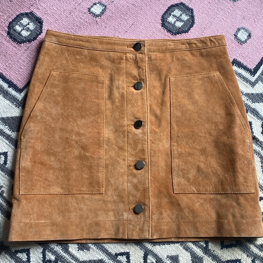 Genuine suede mini skirt